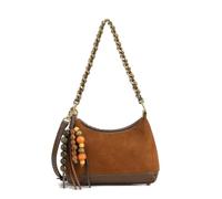 Suede Crescent Shoulder Bag for Women, Lightweight Hobo Crossbody Bag with Chain Strap, Free Keychain Charm, Brown, S, Crossbody Small Square Bag