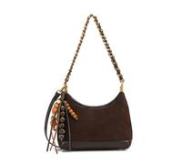 Suede Crescent Shoulder Bag for Women, Lightweight Hobo Crossbody Bag with Chain Strap, Free Keychain Charm, Coffee Brown, S, Crossbody Small Square Bag