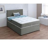 Suede Divan 4FT6 Bed Set with | Mattress | HEADBOARD | Storage Drawers (4FT6 2 Drawer, Gray Suede)