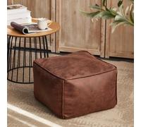 Suede Fabric Round Square Ottoman Stool Beanbag Pouf Footstool Stuffed Bean Bag Footrest Floor Corner Seat Puff No Filler (Color : Brown-square stool, Size : Cover)