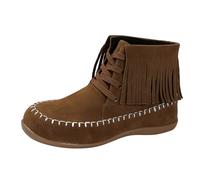 Suede Fringed Ankle Boots for Women Wide Fit Low Heel Ankle Shoe Boots Lightweight Lined Warm Casual Comfort Winter Ankle Boots Lightweight Zip Up Casual Comfort Ankle Boots (Brown #3, 6.5)