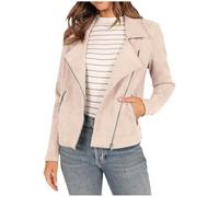 Suede Jackets For Women, Summer Ladies Lightweight Jackets Notched Lapel Outfits Vintage Open Front Cardigan Outwears Trench Coat Beige M