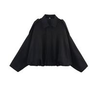 Suede Jackets for Women Y2K Faux Suede Jacket Full Zip Batwing Sleeve Lapel Cropped Outerwear Ladies Fashion Casual Going Out Coats (Z04-Black, S)