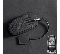 Suede Leather Car Key Case Cover For Ford Fusion Mustang Mondeo Focus Explorer (Black A)