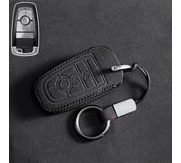 Suede Leather Car Key Case Cover For Ford Fusion Mustang Mondeo Focus Explorer (Black B)