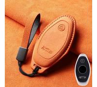 Suede Leather Car Key Fob Cover Case Bag For Mclaren 675LT 625C 600LT 570GT 720S (Orange)