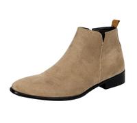 Suede Leather High Shoes Men, Business Work Office Ankle Boots Dress Stylish Boot Non-Slip Outdoor Hiking Shoe Lightweight Flat Bottom Casual Footwear Breathable High Top Shoe
