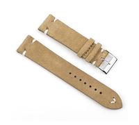 Suede Leather Vintage Watch Straps Blue Watchbands Replacement Strap Compatible with Watch Accessories 18mm 20mm 22mm 24mm(Tan,22mm)(Khaki-White Line,24mm)