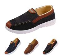 Suede Loafers Shoes for Men Casual Comfy Lightweight Walking Shoes, Mens Slip On Loafers Wide Fit Soft Cushioned Comfortable Rubber Sole Driving Flats with Arch Support Size 6 Black