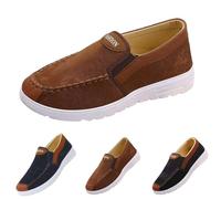 Suede Loafers Shoes for Men Casual Comfy Lightweight Walking Shoes, Mens Slip On Loafers Wide Fit Soft Cushioned Comfortable Rubber Sole Driving Flats with Arch Support Size 7 Coffee