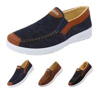 Suede Loafers Shoes for Men Casual Comfy Lightweight Walking Shoes, Mens Slip On Loafers Wide Fit Soft Cushioned Comfortable Rubber Sole Driving Flats with Arch Support Size 6.5 Blue