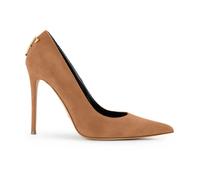 Suede Pump with Logo Detail - female - Elisabetta Franchi - Pumps - Yellow - 4 UK - Shoes 4 UK