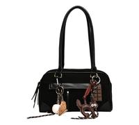Suede Shoulder Bags for Women Ladies Shoulder Bag for Work Travel (Black)