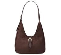 Suede Shoulder Bags For Women Retro Fall Clutch Saddle Bag Small Tote Bag Y2K Satchels Work Purses Slouchy Crescent Handbag, Darkcoffee, 11.4 x 3.3 x 12.6 inches