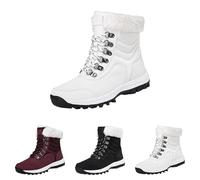 Suede Snow Boots Womens Ankle, Wide Fit Winter Ankle Boots For Women Outdoor Waterproof Hiking Short Booties Thermal Walking Booties With Fleece Lined Anti-Slip Sport Shoes For Cold Wearther