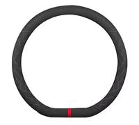 Suede Steering Wheel Cover 38cm/15 Inch, Breathable Anti-Slip Sweat-Absorbent Car Interior Protector with Multi-Color Center Marker for Dacia Duster 4x4 (Mk1) 2010-2017, Red- D Type