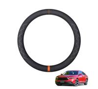 Suede Steering Wheel Cover for Accord 11th 2024+ Round Shape Non-Slip Leather with Silicone Inner Ring Breathable Car Interiors Black,C-Orange