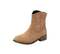 Suede Tassel Ankle Boots Women, Fringe Ankle Boots for Women Fashion Fringe Pull On Booties with Low Heel Suede Stylish Pointed Toe Booties Wide Calf Tassel Shoes Casual Hidden Heel Shoes