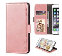 Suede Texture PU Leather Wallet Phone Case Compatible with Doro 8100, Magnetic Flip Cover with Card Slots and Full Protection (Rose Gold)