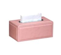 Suede-Textured Tissue Box Cover, Mirror-Polished Silver Ring, Hand-Stitched, for Standard Rectangular Tissues-Pink