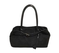 Suede Tote Bag, Faux Suede Hobo Bags, Vegan, Perfect for College, School, Work, and Travel (Black)