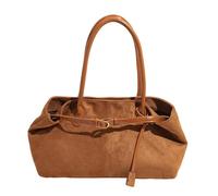 Suede Tote Bag, Faux Suede Hobo Bags, Vegan, Perfect for College, School, Work, and Travel (Yellow)