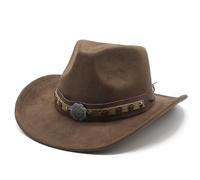 Suede Western Cowboy Hat for Men and Women Felt Jazz Hat Ethnic Style Autumn Winter Wide Brim Hat Stylish Vintage Cowboy Hat with Band Black