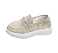 Suede Women's Loafers & Moccasins Platform Twist-Detail (Beige 7 UK)