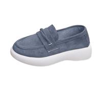 Suede Women's Loafers & Moccasins Platform Twist-Detail (Blue 4 UK)