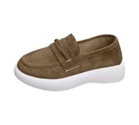 Suede Women's Loafers & Moccasins Platform Twist-Detail (Brown 7 UK)