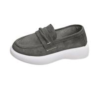 Suede Women's Loafers & Moccasins Platform Twist-Detail (Grey 5 UK)