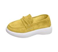 Suede Women's Loafers & Moccasins Platform Twist-Detail (Yellow 7.5 UK)