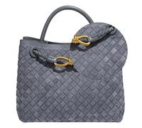 Suede Woven Tote Bag for Women, Top-handle Suede Woven Hobo Clutch Leather Crossbody Purse Shoulder Satchel Handbag, Suede Grey