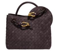 Suede Woven Tote Bag for Women, Top-handle Suede Woven Hobo Clutch Leather Crossbody Purse Shoulder Satchel Handbag, Suede Chocolate, 9.05 x 3.54 x 7.48 inches