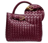Suede Woven Tote Bag for Women, Top-handle Suede Woven Hobo Clutch Leather Crossbody Purse Shoulder Satchel Handbag, Wine Red