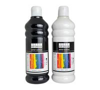 SÜDOR ACRYLIC COLOR SET 500 + 500 ml, Total 1000 ml. Highly Pigmented & Opaque Acrylic Paint, Artist Quality Acrylic Paint Set (DUO (Black, White))