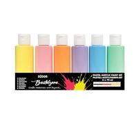 SÜDOR Pastel Acrylic Paint Set 6 Colours 60ml Each Highly Pigmented Artist Paints for Canvas, Stone, Wood & Paper - For Art, Studio & Hobby (Pastel Shades)