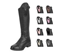 Suedwind© Nova Kids Fun Leather Riding Boots - Genuine Leather - Premium Quality - Ortholite Sole - Interchangeable Patches - YKK - Micro Lining - Adaptable - Skin-friendly - Breathable, black, 2 UK