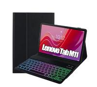 SUEEWE Case with Keyboard for Lenovo Tab M11 11 inch, 7 Color Backlight, Wireless UK Layout keyboard, Removable Detachable for Lenovo Tab M11 (TB330FU/TB330XU), Black