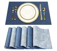 SUEH DESIGN Leather Placemats Set of 6 Reversible Table Mats Heat Resistant Waterproof No-Slip Place Mats for Dining Table Kitchen Parties