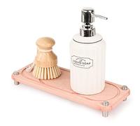 SueH Design Sink Organiser Sink Caddy Organiser for Kitchen & Bathroom Sink Organiser Sponge Brush Soap Dish Holder for Kitchen Sink, Pink