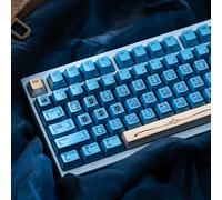 SUEHIODHY Metal Paint PBT Keycaps, Cool Blue Custom Keycap, 129 Key Cherry Profile Keyboard Caps Set, Retro Anime Key Caps for 60%, 65%, 75%, 100% Cherry MX Switches Mechanical Keyboard (Blue Gold)