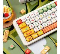 SUEHIODHY MOA Profile Keycaps, Yellow PBT Keycaps, Cute Dye-Sublimation Keyboard Caps Set, Custom Round Key Cap for 61/64/68/84/87/100/104/108 Cherry MX Mechanical Keyboards