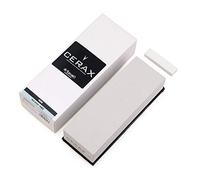 Suehiro CERAX 404 Thick Medium-Coarse Whetstone with Rubber Frame and Cleaning Stone, Grit #320, 205x73x50mm, for Sharpening Nicked Edges, Kitchen Knives Carpenter Tools