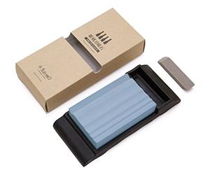 Suehiro: Wood Carving Tools, Medium carving knife sharpener, Sharpening stone #1000 with Rubber Stand: Splashing stone: Hobby Stone, 6 knives variation available