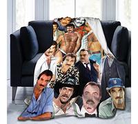 Suehome Blanket Tom Selleck Soft and Comfortable Wool Fleece Throw Blankets for Sofa Office car Camping Yoga Travel Home Decoration Cozy Plush Beach Blanket Gift