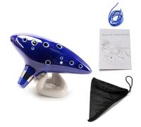SUEIANNMN Ocarina Instrument, 12 Hole Alto C Kiln-fired Ceramic Ocarinas, with Neck Strap, Song Book, Hand-shape Display Stand, Black Protective Bag, Blue