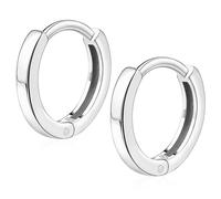 Suejin 18K Gold Plated 925 Sterling Silver Hoop Earrings for Women Men Hypoallergenic, 20G 11mm Small Helix Tragus Cartilage Sleeper Huggie Hinged Hoop Earring With Gift Box 2mm Wide Silver
