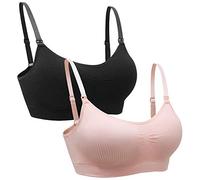 Suekaphin 2PACK Nursing Maternity Bra for Pregnancy Women Breastfeeding Comfortable Sleeping with Extenders, Rib a, L