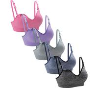Suekaphin Nursing Bra 5pack Wireless Deep V Neck Maternity Nursing Bra Bralette Sleeping Breastfeeding with Extra Extenders - - L